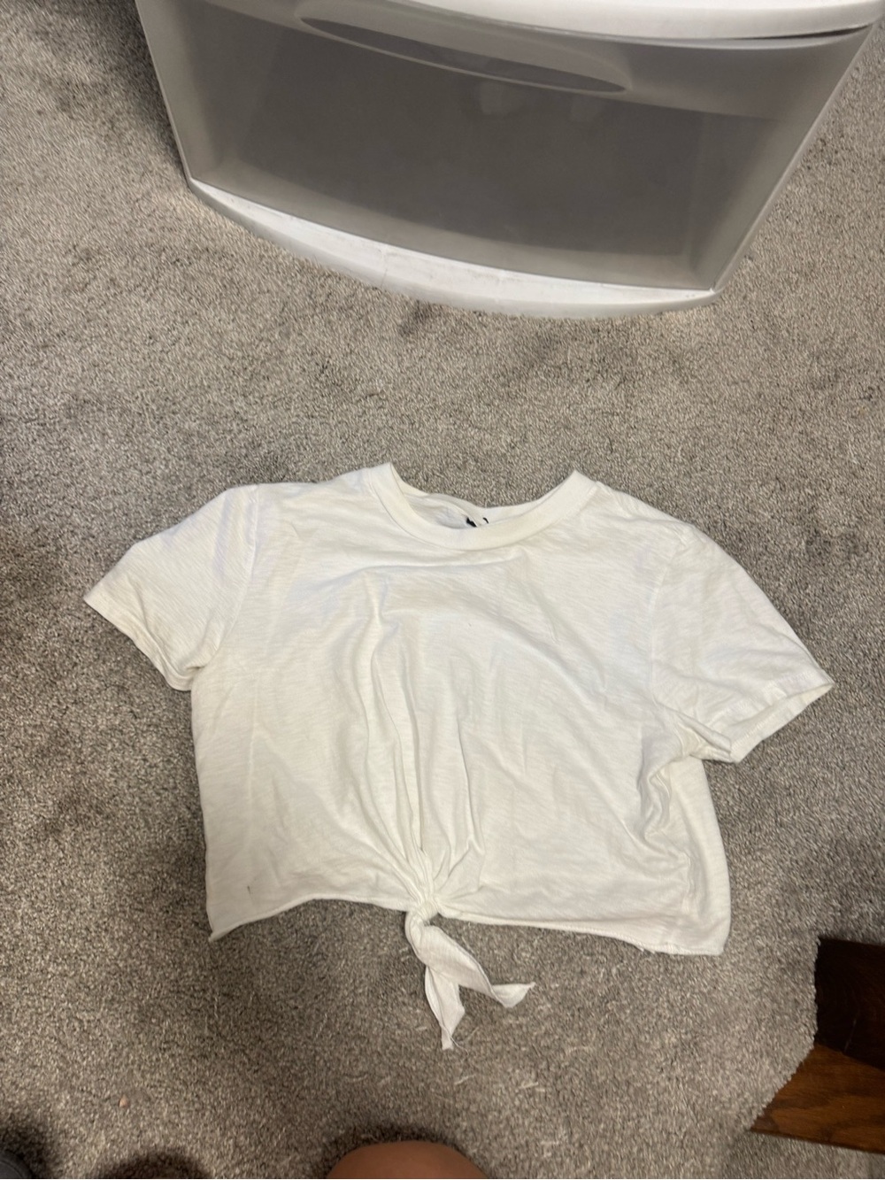 Topshop White Tie-Front Crop Tee